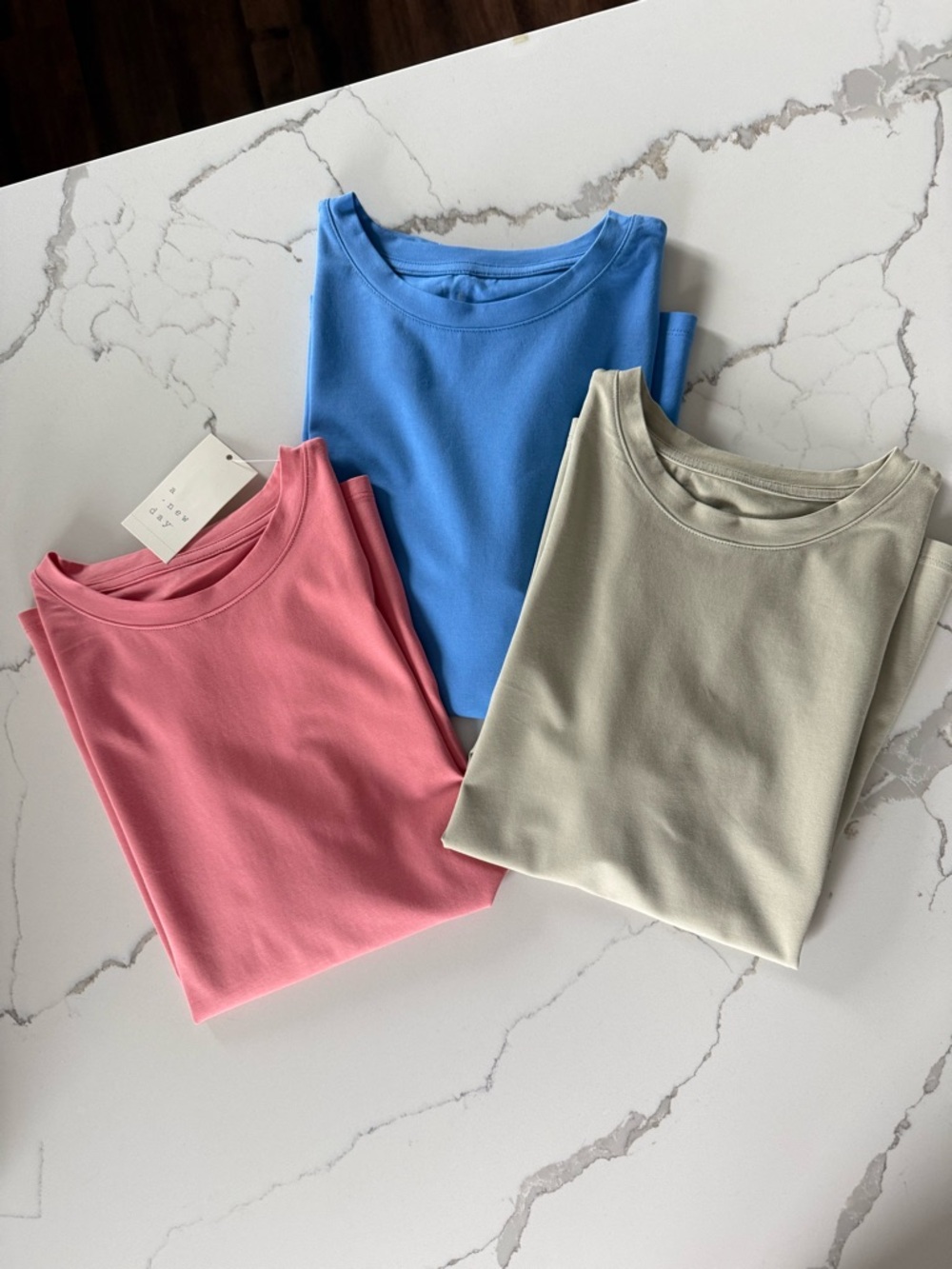Set of 3 A New Day Tees Crewneck Short Sleeve Blue, Pink, Light Miss Size M